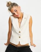 Only Tailored Vest In Cream-white