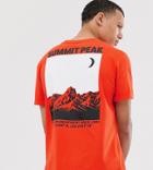 Asos Design Tall Relaxed T-shirt With Roll Sleeve And Moutain Back Print-red