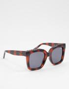 Quay Square Sunglasses In Tortoise With Smoke Lens-brown