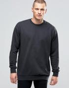 Religion Crew Neck Sweat With Side Zip Detail - Washed Black