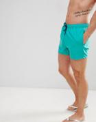 Asos Design Swim Shorts In Turquoise With Navy Drawcords Short Length - Green