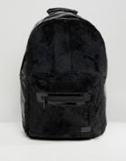Spiral Rave Backpack In Faux Fur - Black