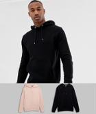 Asos Design Hoodie 2 Pack Pink/black-multi