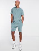 Asos Design Relaxed Short In Green Towelling - Part Of A Set