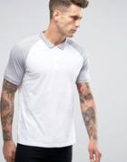 Asos Contrast Raglan Polo Shirt In White And Gray Marl - Multi
