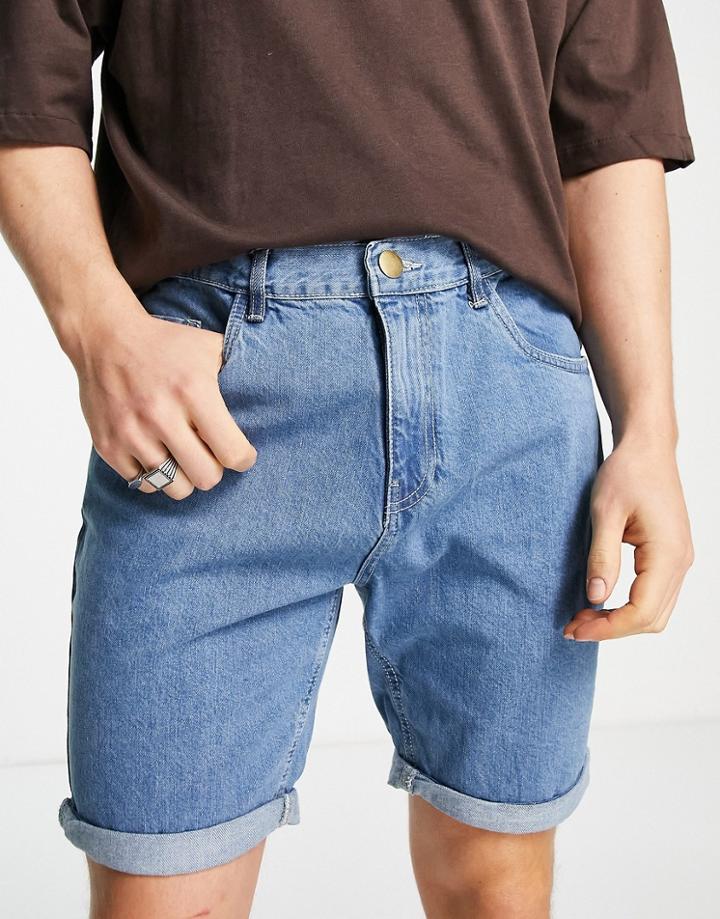 Brave Soul Slim Denim Shorts In Light Blue
