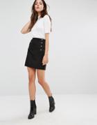Minimum Moves A Line Skirt With Button Detail - Black