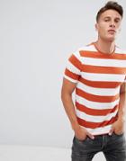 Only & Sons Striped T-shirt With Stepped Hem - Brown