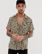 Bellfield Short Sleeved Leopard Print Shirt - Gray