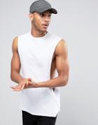 Asos Oversized Sleeveless T-shirt With Extreme Dropped Armhole In Whit