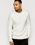 Asos Sweater With Ripple Cable Detail - Ecru