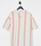 Collusion Unisex Oversized T Shirt With Stripe In Pique Fabric-multi