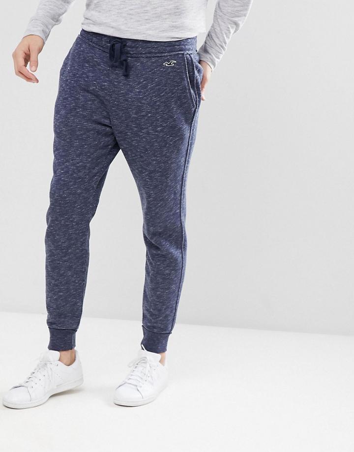 Hollister Icon Logo Fleece Cuffed Jogger In Navy Printed Texture - Navy