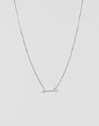 Asos Fine Pearl Bar Short Pendant Necklace - Silver