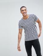 Jack & Jones Premium T-shirt With Vertical Stripe - Navy
