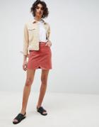 Asos Design Denim Pelmet Skirt In Rust-brown
