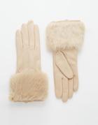 Ted Baker Fur Lined Leather Glove - Beige