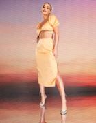 Asos Design X Millie Satin Midi Skirt In Peach - Part Of A Set-pink
