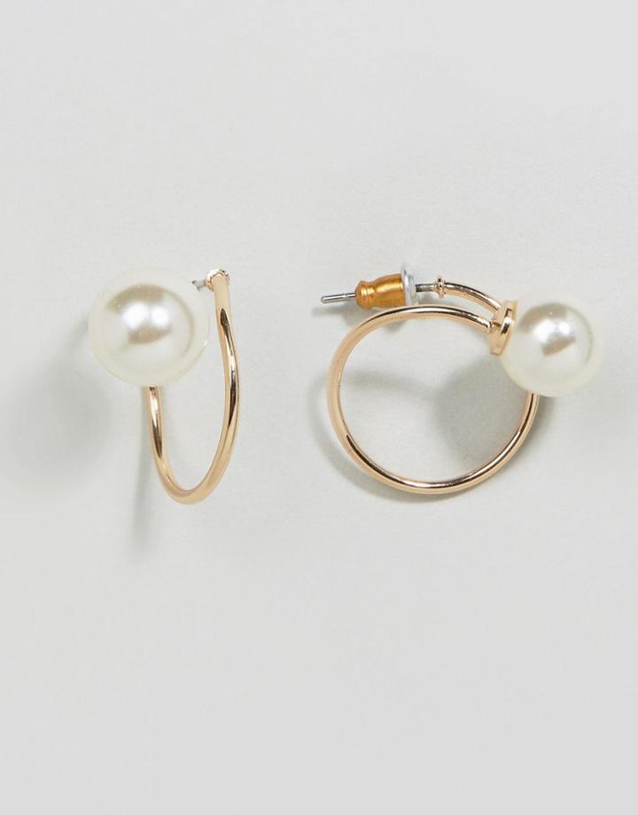 Asos Swirl Through Pearl Earrings - Gold