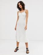 Only Polka Dot Midi Cami Dress With Cup Detail-brown