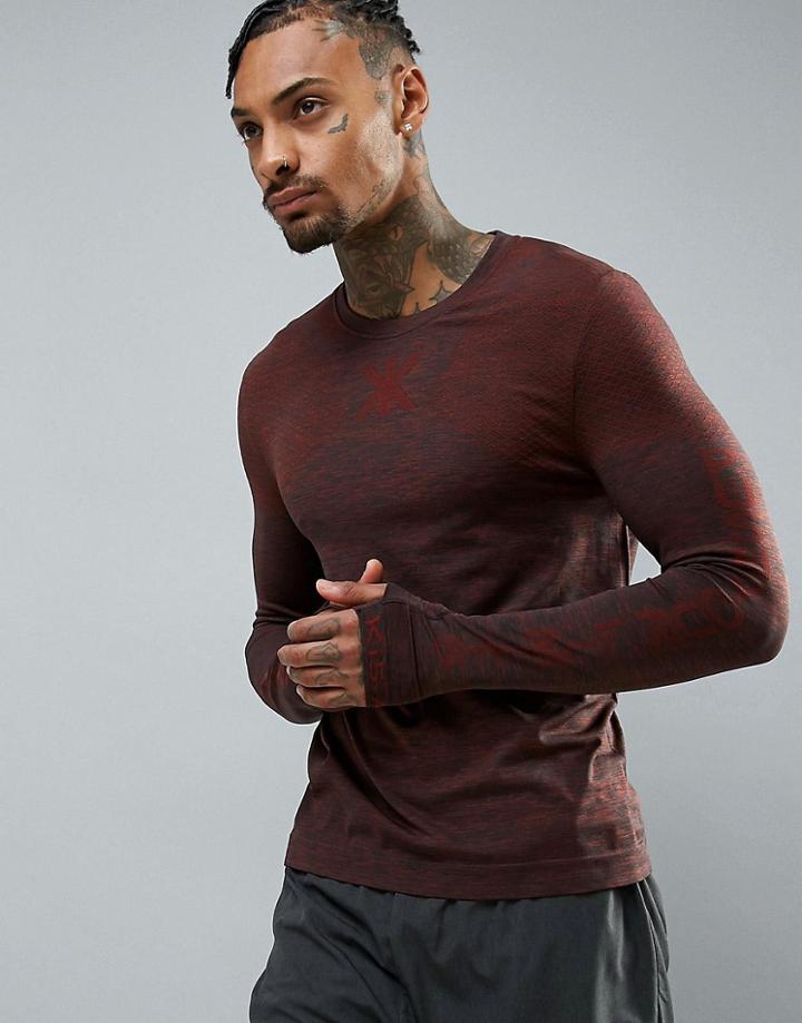 Ki5-a Long Sleeve Seamless Top - Red