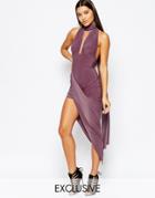 Club L Multi Way Club Dress With Asymmetric Skirt - Orchid