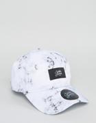 Sixth June Baseball Cap In White With Marble Print - White