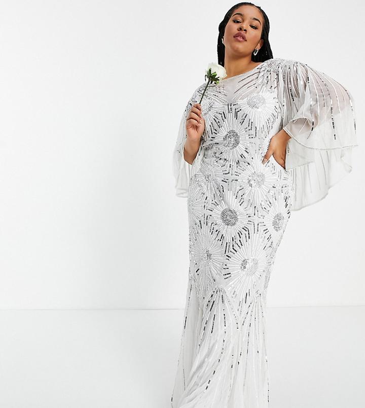 Virgos Lounge Curve Bridal Embellshed Kimono Dress In White