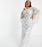Virgos Lounge Curve Bridal Embellshed Kimono Dress In White