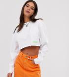 Collusion Tall Crop T-shirt With Raw Hem With Front Print-white
