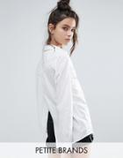 Noisy May Petite White Shirt With Split Back Detail - White