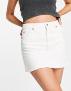 Topshop Highwaist Denim Skirt In Off White