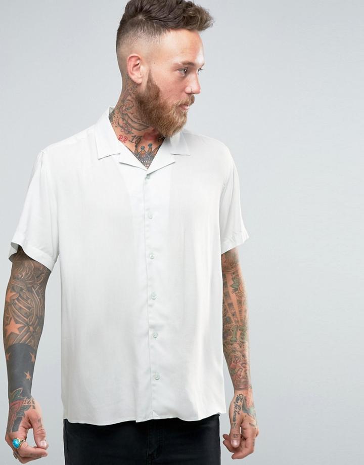 Asos Shirt In Dusty Blue With Revere Collar In Regular Fit - Blue