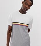 Asos Design Tall Organic Cotton Relaxed T-shirt With Contrast Color Block And Taping In Gray Marl