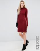 Asos Tall Knit Tunic Dress In Cashmere Mix - Red
