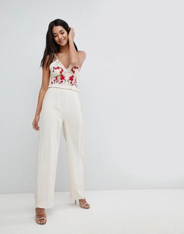 Hope & Ivy Embroidery Jumpsuit - Cream