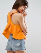 Asos Tank With Ruffle Open Back - Yellow