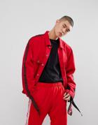 Granted Denim Jacket With Taping And Mesh In Red - Red