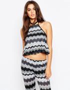 Motel Sunny Halter Top In Zig Zag - Gray