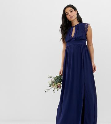 Tfnc Maternity Lace Detail Maxi Bridesmaid Dress - Navy