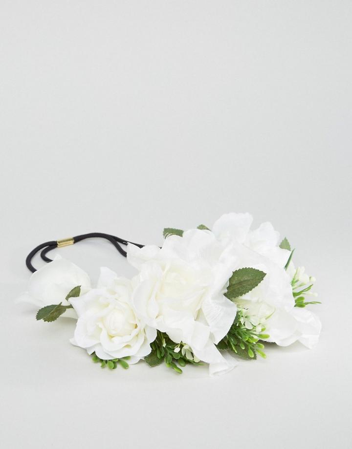 Orelia Big Flower Stretch Hair Crown - White