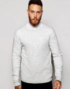 Asos Crew Neck Sweater In Cotton - White Nep