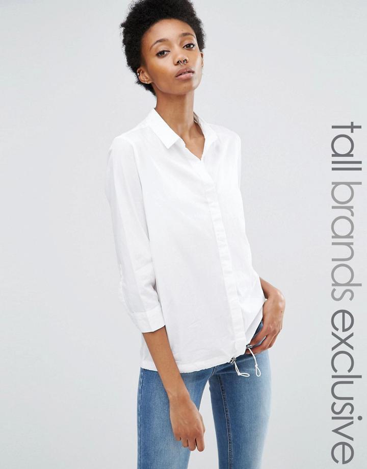 Noisy May Tall Drawstring Hem Shirt - White