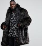 Asos Plus Faux Fur Overcoat In Brown - Brown
