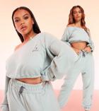 Asos Luxe Lounge Cropped Off Shoulder Sweatshirt In Sky Blue-grey