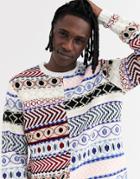 Asos Design Oversized Sweater With Mix Fairisle Pattern-multi