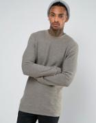 Asos Longline Muscle Textured Sweatshirt In Gray - Gray