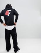 Fairplay Roses Hoodie With Back Print In Black - Black