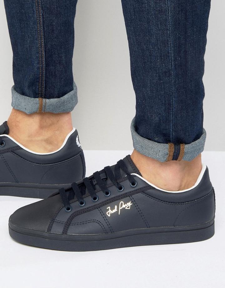 Fred Perry Sidespln Leather Sneakers - Black