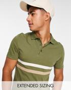 Asos Design Polo T-shirt In Green With Contrast Panels